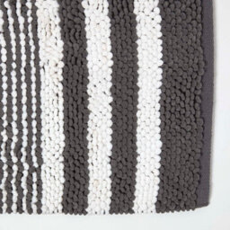 Homescapes Charcoal Chenille Stripe Bath Mat 100% Cotton, 50 X 80 Cm - thumbnail 2