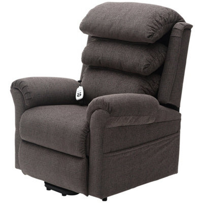 Loops Comfortable Dual Motor Rise And Recline Armchair In Mink Chenille Fabric - image 1