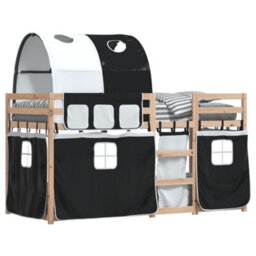 Walplus Bunk Bed Without Mattress White&black 80X200 Cm Solid Wood Pine - thumbnail 4