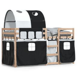 Walplus Bunk Bed Without Mattress White&black 80X200 Cm Solid Wood Pine - thumbnail 2