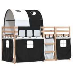 Walplus Bunk Bed Without Mattress White&black 80X200 Cm Solid Wood Pine - thumbnail 3
