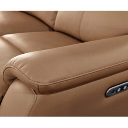 Aspire Kingsmere 3 Seater Power Recliner Sofa In Real Leather, Tan - thumbnail 5