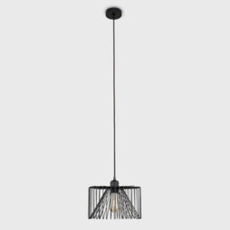 Valuelights Casco Matt Black Ceiling Rose And Flex Lampholder Fitting With Black Wire Cylinder Shade - thumbnail 4