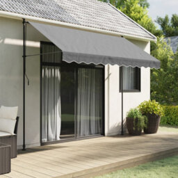 Walplus Replacement Fabric For Awning Garden Sun Shade Canopy Gazebo For Back Door, Porch, Patio Valance Anthracite Stripe 3 M - thumbnail 1