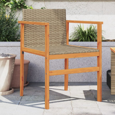 Berkfield Garden Chairs 2 Pcs Beige Poly Rattan&solid Wood - image 1