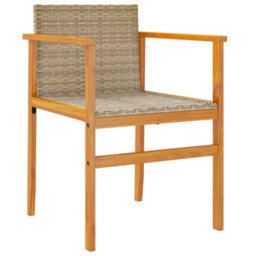 Berkfield Garden Chairs 2 Pcs Beige Poly Rattan&solid Wood - thumbnail 4