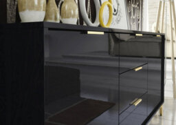 Goldline Gloss Sideboard 140Cm Black Luxury - Creative Furniture - thumbnail 3