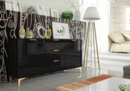 Goldline Gloss Sideboard 140Cm Black Luxury - Creative Furniture - thumbnail 2