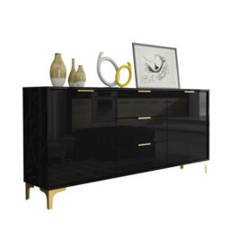 Goldline Gloss Sideboard 140Cm Black Luxury - Creative Furniture - thumbnail 6