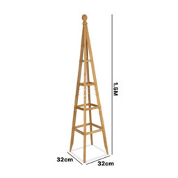 Woodside 1.5M Wooden Garden Obelisk Pyramid Plant Support Trellis Climbing Frame - thumbnail 2