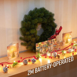 Globrite Christmas Garland - 2M Warm White Led Faux Pine  Pre-Lit 20 Led Lights Decoration For Fireplace, Stairs & Indoor Décor - thumbnail 6