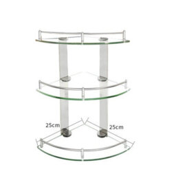 Living And Home 3 Tier Wall Mounted Tempered Glass Bathroom Corner Shelf Dia 25 Cm - thumbnail 5