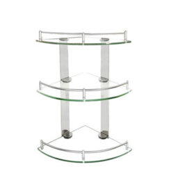Living And Home 3 Tier Wall Mounted Tempered Glass Bathroom Corner Shelf Dia 25 Cm - thumbnail 3