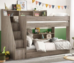 Tuscan Grey Oak Wooden Staircase Bunk Bed - 3Ft Single - thumbnail 2