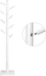 LEDREM Coat Rack, Solid Wood Coat Stand, Free Standing Hall Coat Tree With 8 Hooks For Coats, Hats, Bags, Purses, Cloud White - thumbnail 6