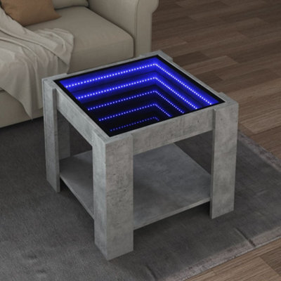 Berkfield Coffee Table With Led Concrete Grey 53X53X45 Cm Engineered Wood - image 1