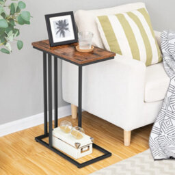 HOOBRO Side Table C Shaped, Sofa End Table, Laptop Coffee Snack Table, For Small Space, Living Room, Bedroom, Slim, Narrow, Tall - thumbnail 2