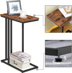 HOOBRO Side Table C Shaped, Sofa End Table, Laptop Coffee Snack Table, For Small Space, Living Room, Bedroom, Slim, Narrow, Tall - thumbnail 6