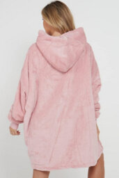 Homes & Linen Oversized Wearable Blanket Hoodie Teddy Fleece Fluffy Sherpa Hooded Sweatshirt Blanket With Pocket For Men & Women (Blush Pink) - thumbnail 6
