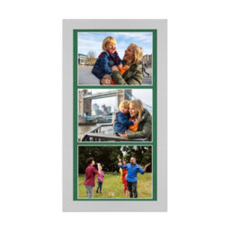 AK Frames 16X8 Silver Modern Multi Photo Frame With Emerald Mount - Holds 3 Apertures (3X) 7X5 Photos