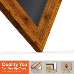 "30X17"" Rustic Oak Modern Vinyl Record Frame With Black Mount For 12 Inch Lp Album Cover & Disc - Ak Frames" - thumbnail 3