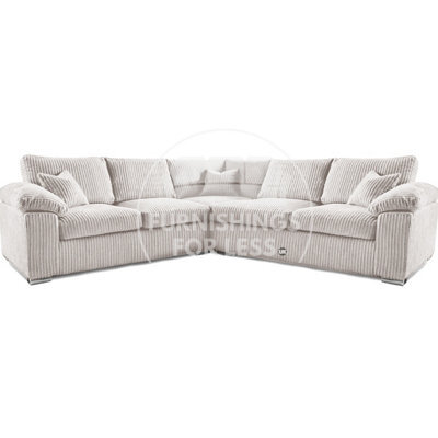 Furnishings For Less UK Delta Large 5 Seater Corner Sofa Cream Jumbo Cord