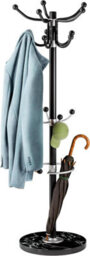 Casaria 175Cm Metal Coat Rack Stand With Marble Base 14 Hooks Black - thumbnail 1