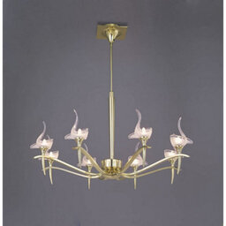 Luminosa Lighting Luminosa Viena Telescopic Pendant Round 8 Light G9, Polished Brass - thumbnail 2