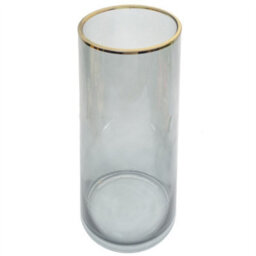 Leaf 28Cm Gold Rim Smoke Grey Glass Vase - thumbnail 3