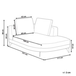Beliani Chaise Longue Marum Faux Linen Grey - thumbnail 3