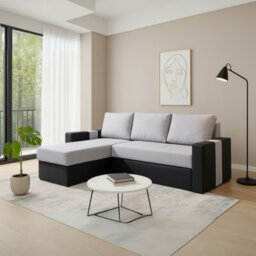 Aden Universal Side Corner Sofa Bed With Storage Light Grey With Black