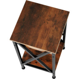 Tectake Bedside Table Dayton - Industrial Style, With 2 Shelves, Drawer, 35 X 35 X 70.5 Cm - Industrial Wood Dark, Rustic - thumbnail 3