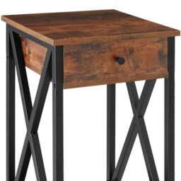 Tectake Bedside Table Dayton - Industrial Style, With 2 Shelves, Drawer, 35 X 35 X 70.5 Cm - Industrial Wood Dark, Rustic - thumbnail 7