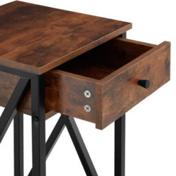 Tectake Bedside Table Dayton - Industrial Style, With 2 Shelves, Drawer, 35 X 35 X 70.5 Cm - Industrial Wood Dark, Rustic - thumbnail 4