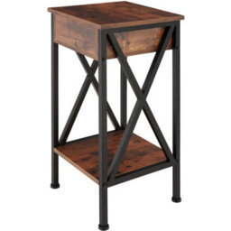 Tectake Bedside Table Dayton - Industrial Style, With 2 Shelves, Drawer, 35 X 35 X 70.5 Cm - Industrial Wood Dark, Rustic - thumbnail 5