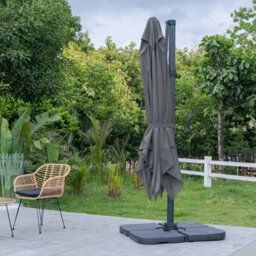 Living And Home 3M Large Square Canopy Rotatable Tilting Garden Rome Umbrella Cantilever Parasol With Square Fillable Base, Dark Grey - thumbnail 4
