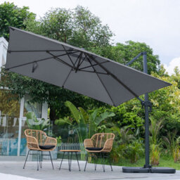 Living And Home 3M Large Square Canopy Rotatable Tilting Garden Rome Umbrella Cantilever Parasol With Square Fillable Base, Dark Grey - thumbnail 2