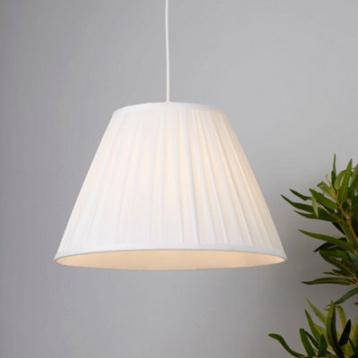 Lighting Collection White Pleat Soft Textured Tapered Fabric Pendant Light Shade - image 1