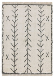 Cream Arrow Shaggy Geometric Modern Easy To Clean Rug For Dining Room-160Cm X 230Cm - thumbnail 4