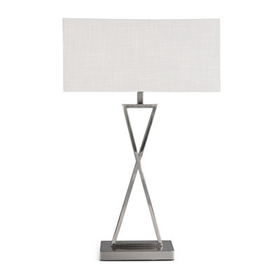 Lighting Supermarket Large X Style Modern Rectangle Statement Table Lamp With Ivory Shade - Silver - image 1