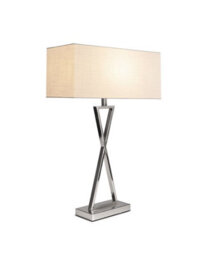 Lighting Supermarket Large X Style Modern Rectangle Statement Table Lamp With Ivory Shade - Silver - thumbnail 4