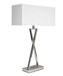 Lighting Supermarket Large X Style Modern Rectangle Statement Table Lamp With Ivory Shade - Silver - thumbnail 3