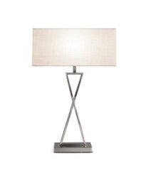 Lighting Supermarket Large X Style Modern Rectangle Statement Table Lamp With Ivory Shade - Silver - thumbnail 2