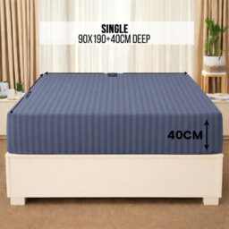 Aspire Homeware Washed Blue Stripe Fitted Sheet 40Cm Extra Deep-100%microfiber Fitted Bed Sheets Single, (L)190Cmx(W)91Cm - thumbnail 6