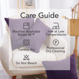 Deconovo Set Of 2 Corduroy Cushion Covers 50Cm X 50Cm, 20X20 Inches Grid Throw Square Pillowcases For Bedroom(Grape, 2 Pieces) - thumbnail 5