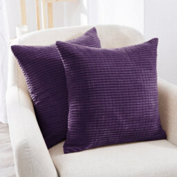 Deconovo Set Of 2 Corduroy Cushion Covers 50Cm X 50Cm, 20X20 Inches Grid Throw Square Pillowcases For Bedroom(Grape, 2 Pieces) - thumbnail 1