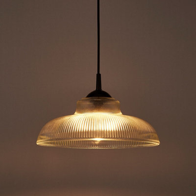 CGC Lighting Cgc Jacinta Clear Glass Ribbed Lampshade Ceiling Kitchen - image 1
