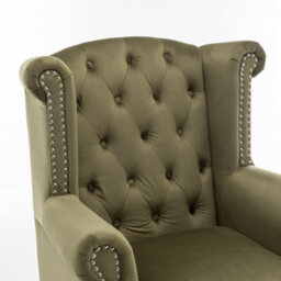 Velvet Sage Green Fireside Henley Wingback Armchair With Buttons - thumbnail 8