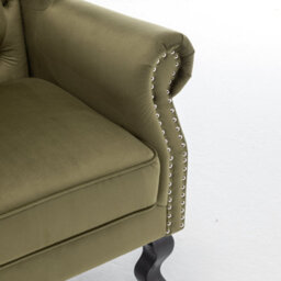 Velvet Sage Green Fireside Henley Wingback Armchair With Buttons - thumbnail 9
