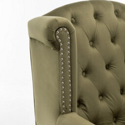 Velvet Sage Green Fireside Henley Wingback Armchair With Buttons - thumbnail 7